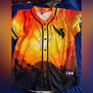 Sunset Gradient Baseball Jersey - Yellow Orange Black